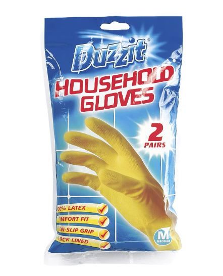 Duzzit Household Gloves - Pack of 2 Pairs - Medium