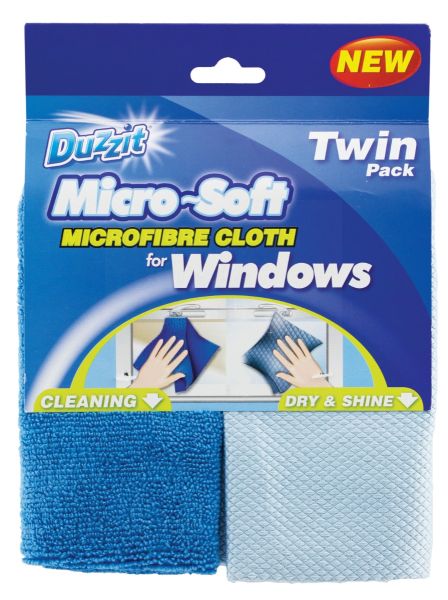 151 Duzzit Micro-soft Microfibre Cloth For Windows - Twin Pack 