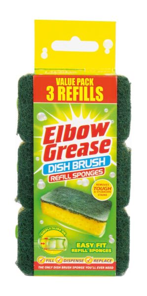 151 Elbow Grease Dish Brush Refill Sponges - Pack of 3