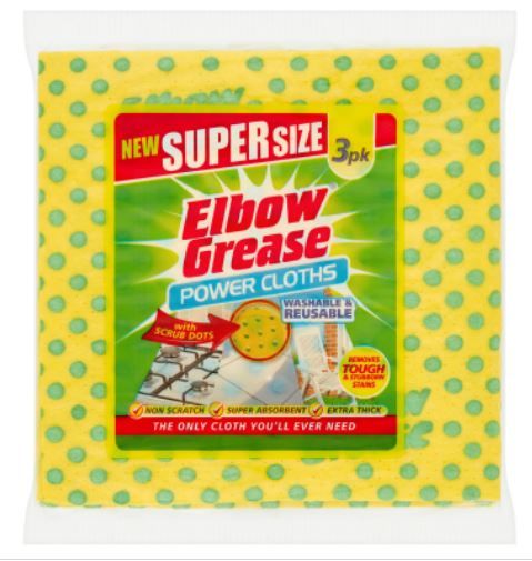 151 Super Size Elbow Grease Power Cloths with Scrub Dots - Yellow/Green - Pack of 3