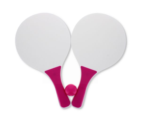 PINK BEACH TENNIS 3PC WOODEN BAT AND BALL