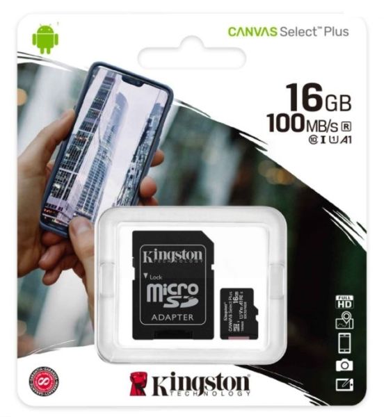 Kingston 16GB Micro SD Card/Memory Card with Adapter - Class 10 - SDCS2/16GB 