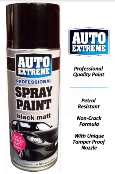 Auto Extreme Professional Spray Paint for Perfect Matt Finish - Black Matt - 400ml