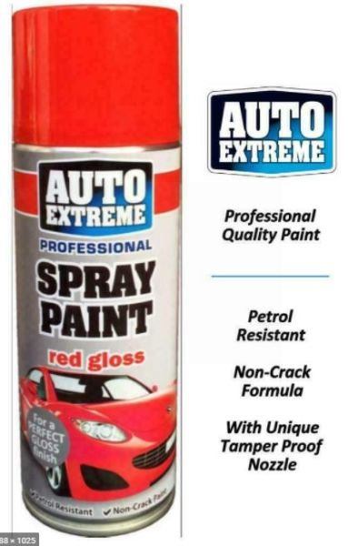 Auto Extreme Professional Spray Paint for Perfect Gloss Finish - Red Gloss - 400ml