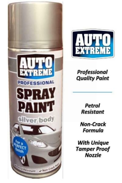 Auto Extreme Professional Spray Paint for Perfect Finish - Silver Body - 400ml