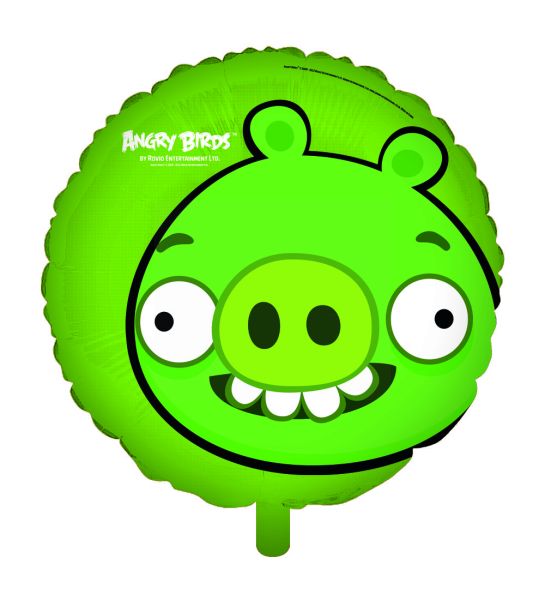 ANGRY BIRDS 18IN GREEN PIG FOIL BALLOON WITH STAR