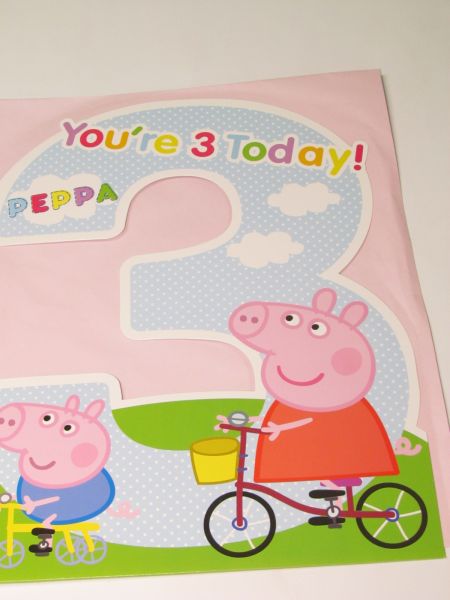 PEPPA PIG AGE 3 CUT OUT EX LARGE BIRTHDAY CARD