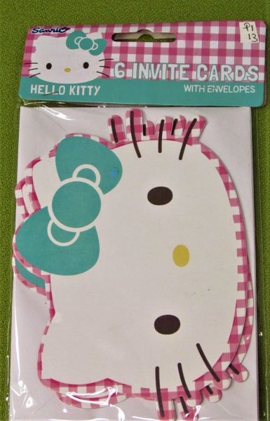 HELLO KITTY 6 INVITE CARDS & ENVELOPES
