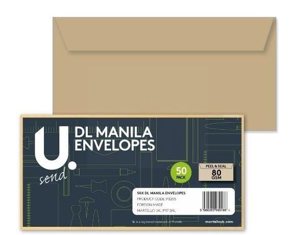 U Send DL Manila Envelopes - 80GSM - Pack of 40