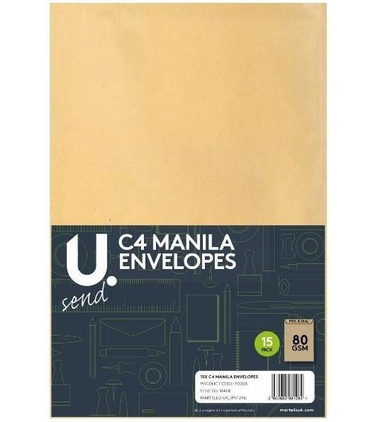 U Send C4 Manila Envelopes - 80GSM - Pack of 12
