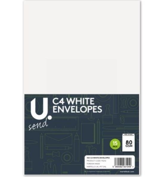 C4 Peal & Seal Envelopes - White - 22.9Cm x 32.4Cm - Pack Of 12          