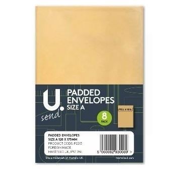 U Send Padded Envelopes - Size A - 16.5cm x 12cm - Pack of 6