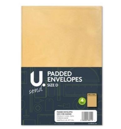 U Send Padded Envelopes - Size D - 26.5cm x 20cm - Pack of 3