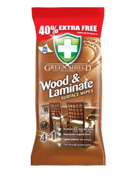 Green Shield 4-in-1 Wood & Laminate Surface Wipes - Pack of 70