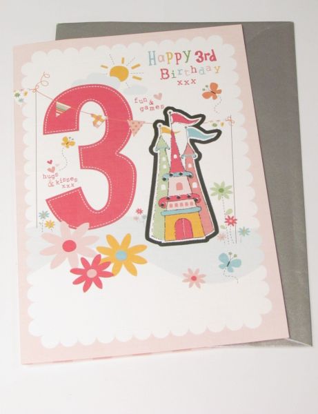 PINK BROCCOLI FUN & GAMES BIRTHDAY CARD AGE 3