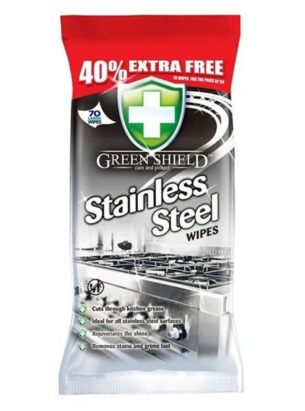 Green Shield Stainless Steel Surface Wipes - Pack of 70