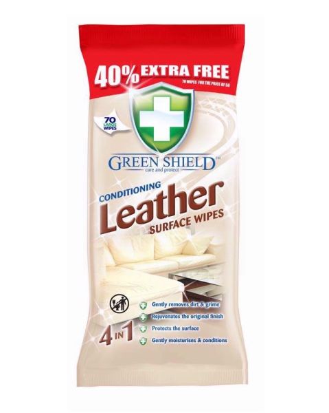 Green Shield Leather Surface Wipes - Pack of 70