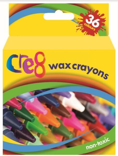 Cre8 Non-Toxic Wax Crayons - Pack of 36
