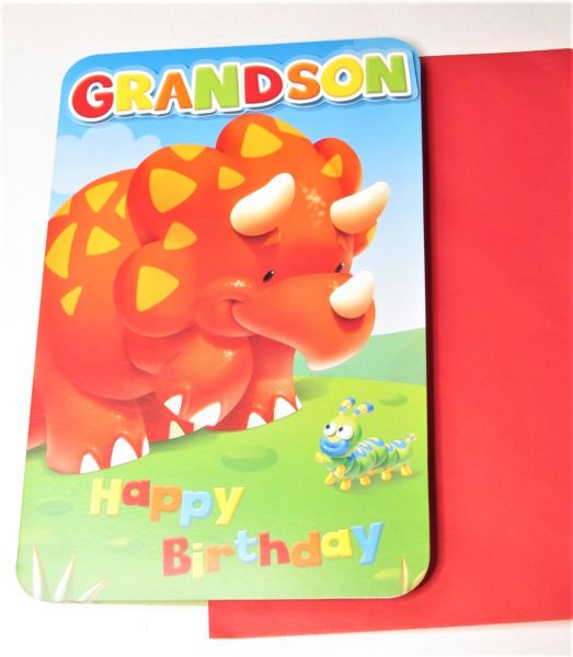 GRANDSON DINOSAUR BIRTHDAY CARD