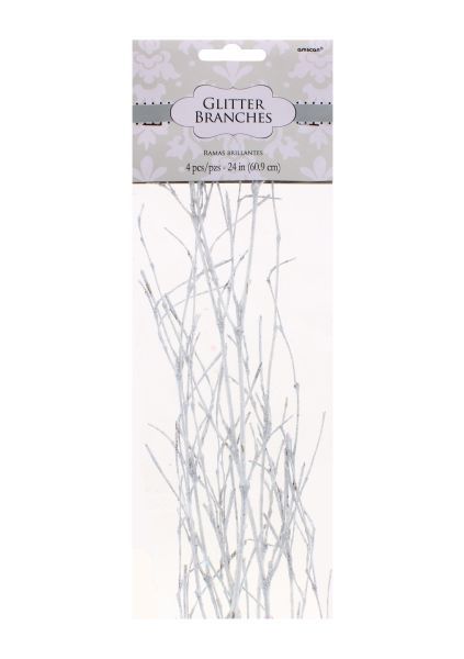 GLITTERING BRANCHES - WHITE - 24" - PACK OF 4