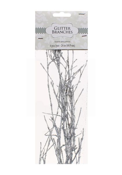 GLITTERING BRANCHES SILVER 24" INCH 4 PIECES