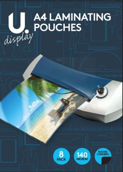 U Display A4 Laminating Pouches - Pack of 8
