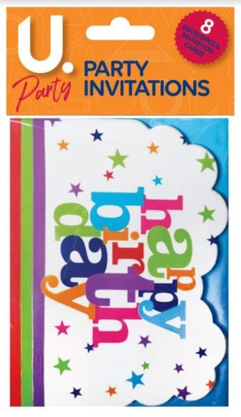 U Party - Happy Birthday Party Invitations - Pack of 8