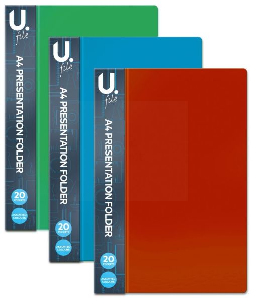 A4 Presentation Folder - Assorted Colours - 20 Pockets