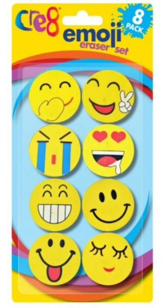 Cre8 Emoji Eraser Set - Pack of 8 