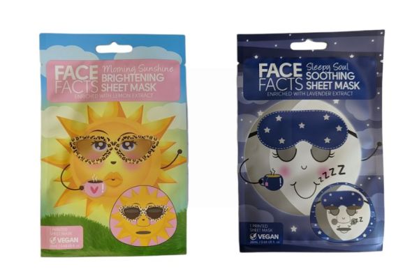 Face Facts Printed Sheet Masks - Morning Sunshine & Sleepy Soul - 20ml