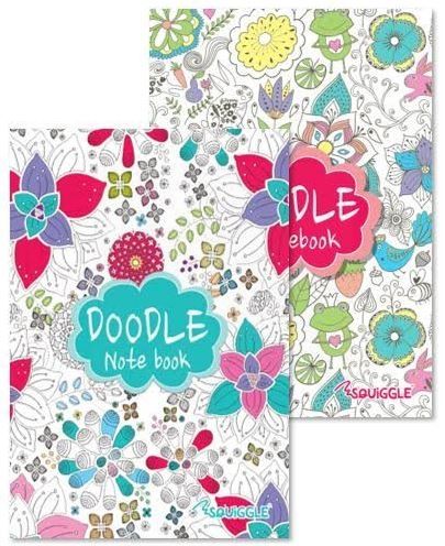 A5 Lined Doodle Notebook - 2 Assorted Colours And Designs - 48 Pages