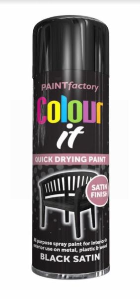 Paint Factory Colour It Quick Drying Paint with Satin Finish - Black Satin - 250ml