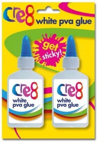 Cre8 Get Sticky Washable Children Arts & Crafts PVA Glue - White - 40ml - Pack of 2