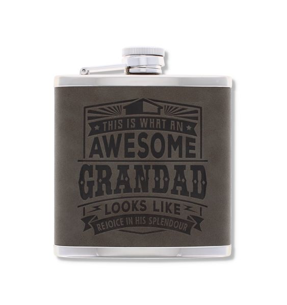 TOP BLOKE'S PERSONAL RESERVE - ENGRAVED FLASK GIFT - AWESOME GRANDAD