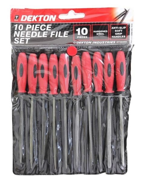 Dekton Hardened Steel Needle File Set - Pack of 10