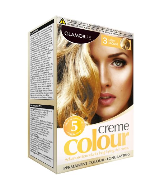 Glamorize Creme Colour Permanent Hair Dye - Shade No 3 - Light Blonde 