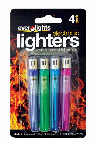 Pack of 4 Refillable Electronic Lighters