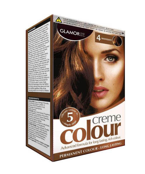 Glamorize Creme Colour Permanent Hair Dye - Shade No 4 - Mahogany