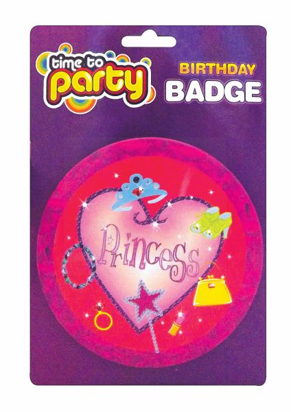 Girls Princess Birthday Party Badge 