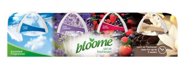 Mini Gel Air Fresheners By Bloome - Assorted Colours - Pack Of 4