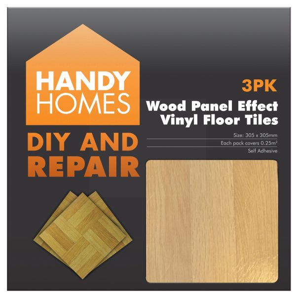 Handy Homes Diy & Repair Wood Panel Effect Vinyl Floor Tiles - Pack Of 3