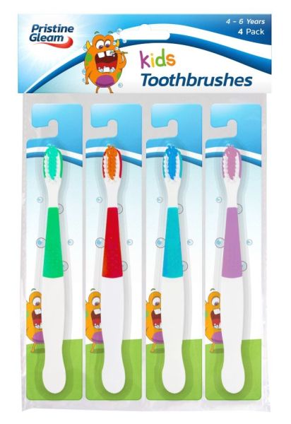 Kids Toothbrushes - Pack of 4 - 4 Colours