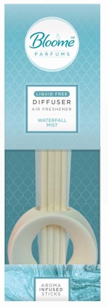 Bloome Perfume Liquid Free Diffuser Air Freshener - Aroma Infused Sticks - Waterfall Mist