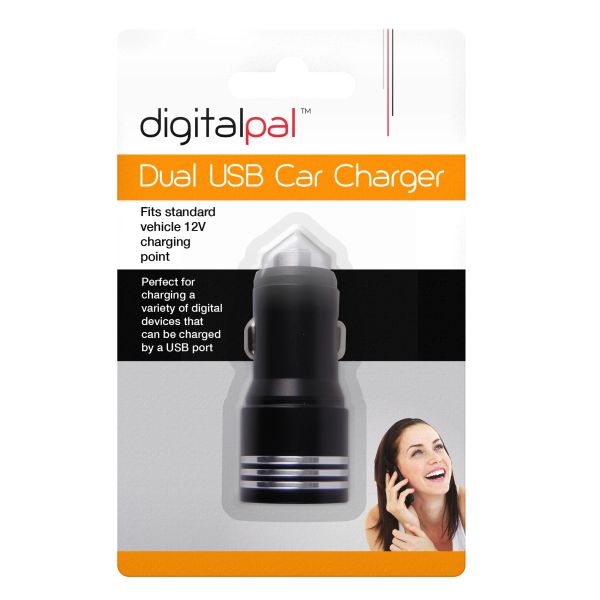 Digital Pal Twin 2 Port 12V Dual USB Car Charger Cigarette Socket Lighter - 2.1A