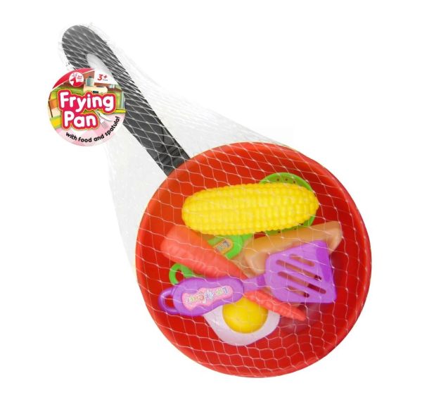 Frying Pan with Food & Spatula by Red Deer Toys
