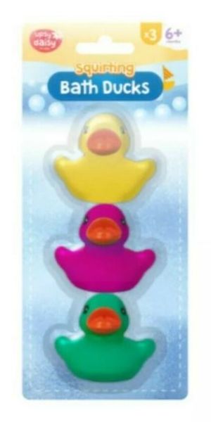 Upsy Daisy Squirting Bath Ducks - Assorted Colours - Pack of 3 - 20.5 x 9 x 6cm