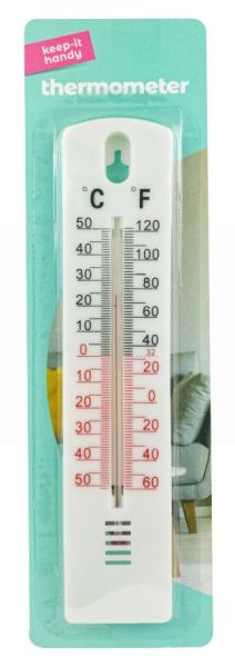 Keep It Handy Wall Hanging Thermometer - 20 x 4cm - White