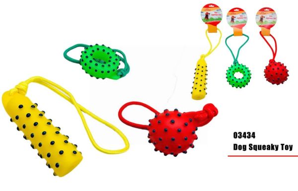 Pet Buddies Squeaky Doggy Play Toy With Rope - Shapes Vary