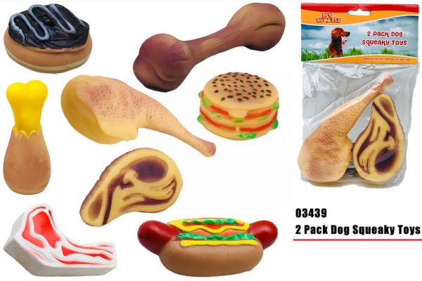 Pet Buddies Doggy Squeaky Play Toys - Pack of 2 - Shapes Vary