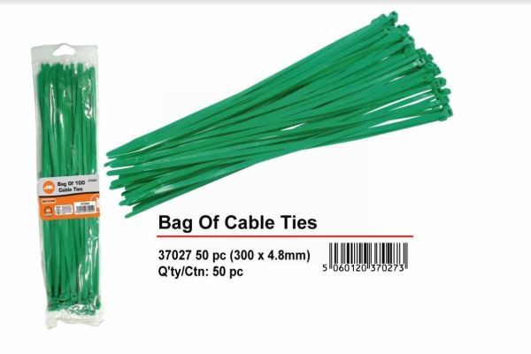 Green Cable Ties - 300mm x 4.2mm - Pack of 50 
